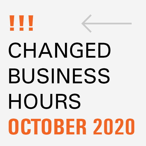 Changed business hours in October Beitragsbild